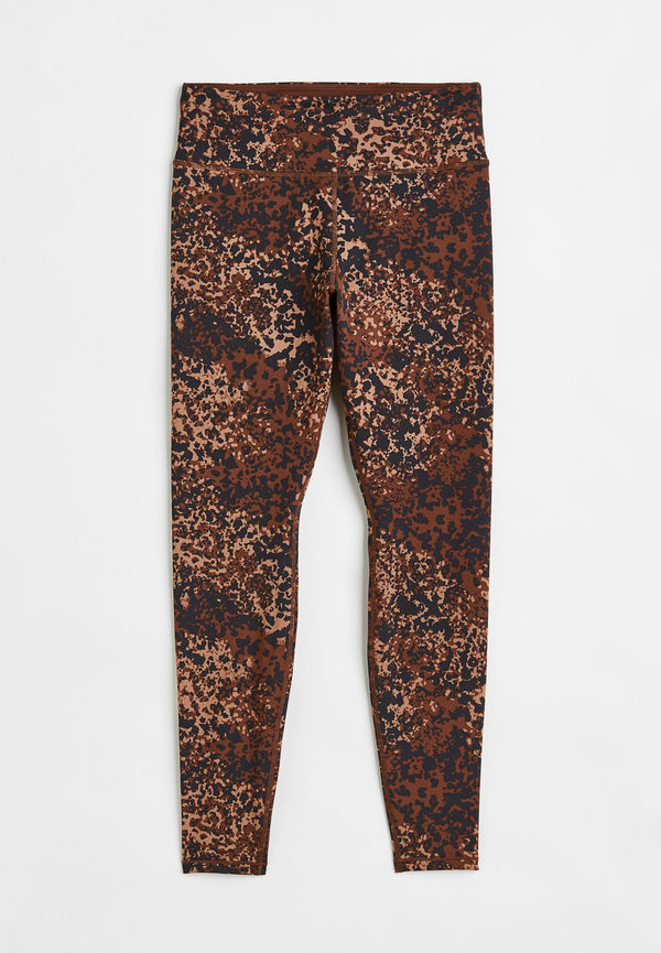H&M Träningstights High Waist Mörkbrun/mönstrad i storlek M