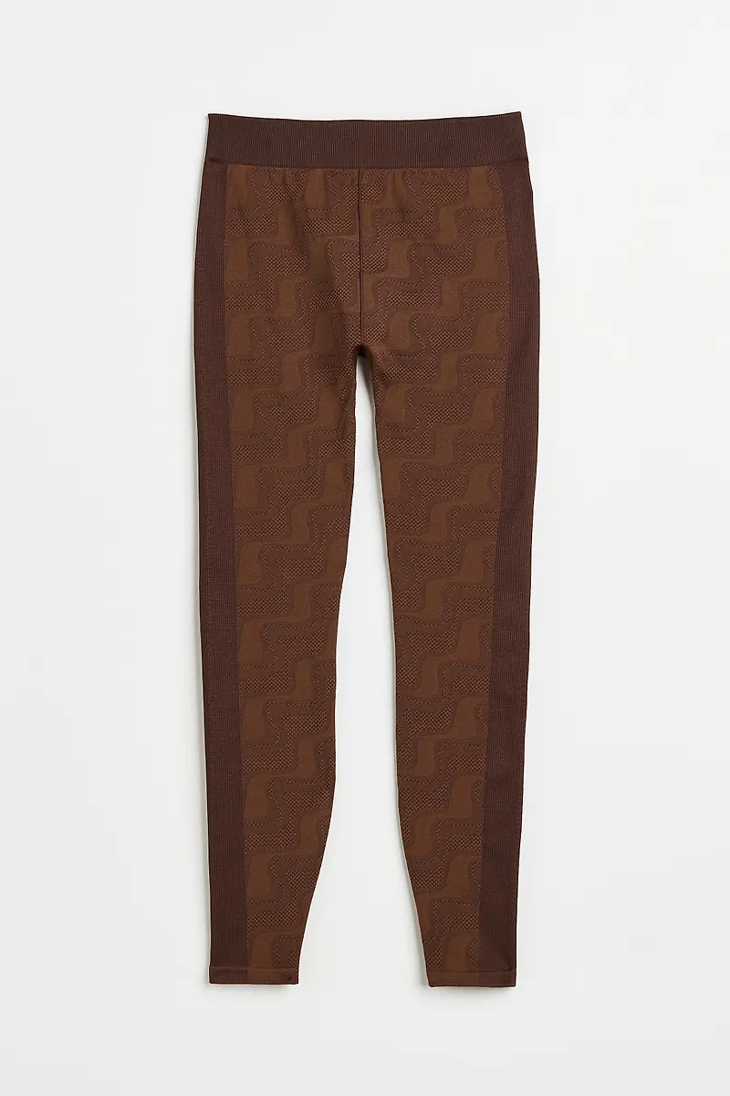 H&M Träningstights Seamless Mörkbrun/mönstrad i storlek XS