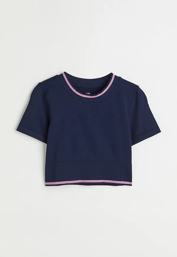 H&M Träningstopp Seamless Mörkblå, Tränings T-shirt i storlek M