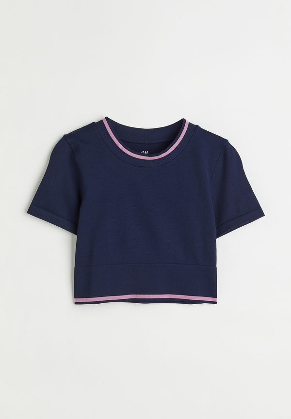 H&M Träningstopp Seamless Mörkblå, Tränings T-shirt i storlek S