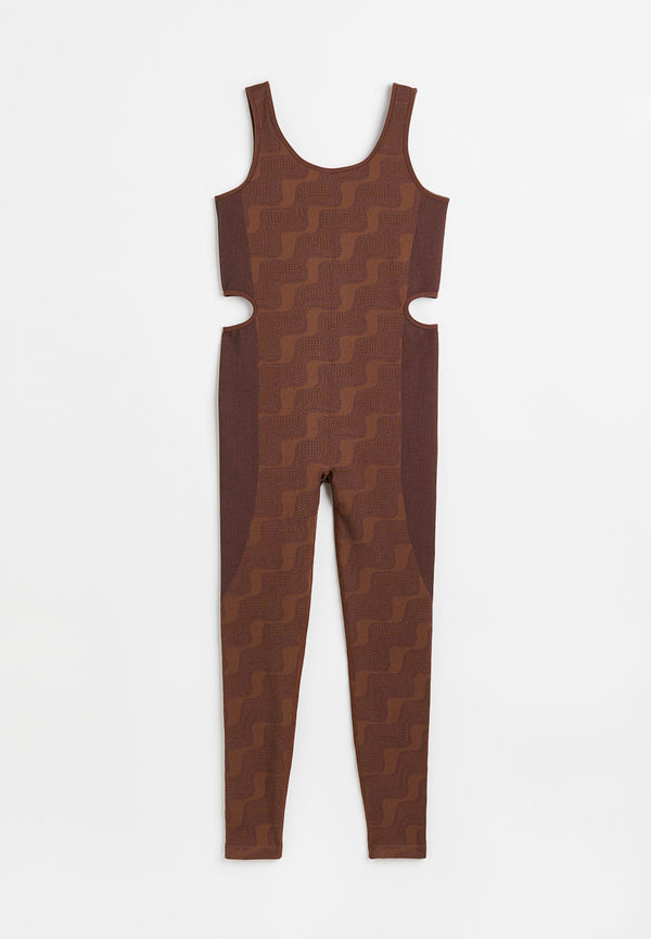 H&M Träningsunitard Seamless Mörkbrun/mönstrad, Träningstights i storlek S