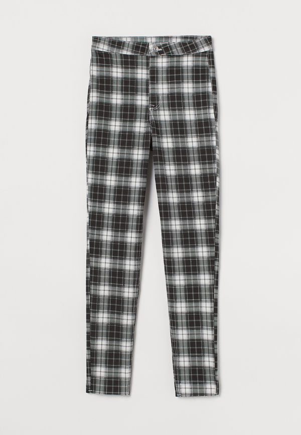 H&M Twillbyxa Svart/vitrutig, Byxor i storlek 36