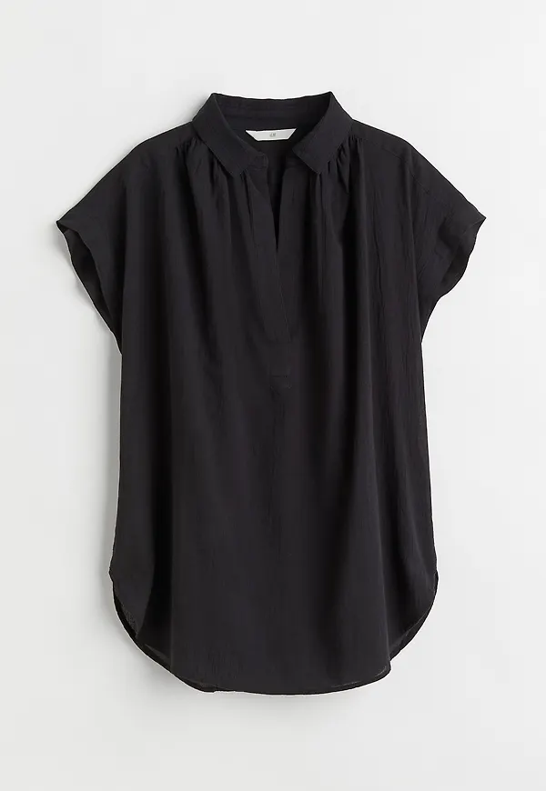 H&M V-ringad Blus I Bomull Svart, Blusar i storlek S