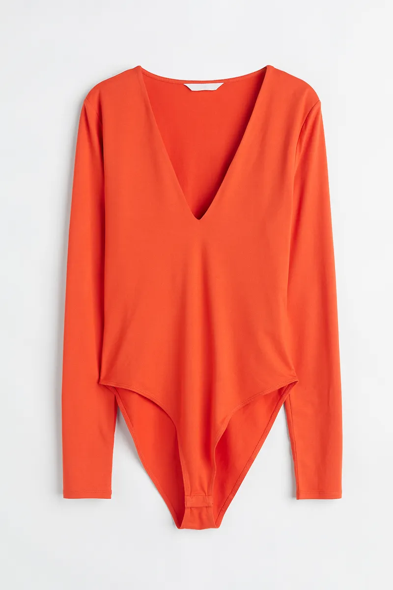 H&M V-ringad Body Orange, Bodies i storlek XS