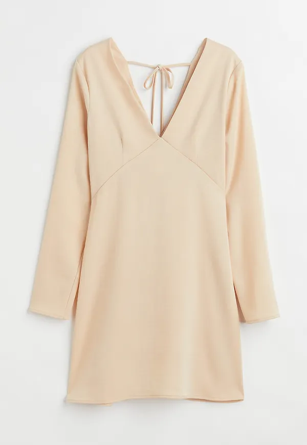 H&M V-ringad Klänning Ljusbeige, Vardagsklänningar i storlek 36