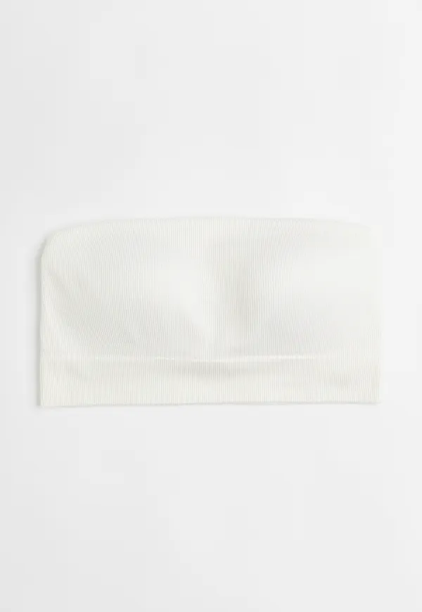 H&M Vadderad Bandeau-bh I Trikå Vit, BHs i storlek XL