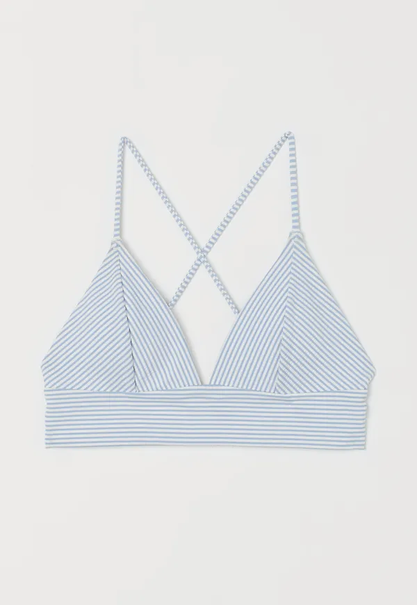 H&M Vadderad Bikini-bh Ljusblå/vitrandig, Bikinitoppar i storlek 44
