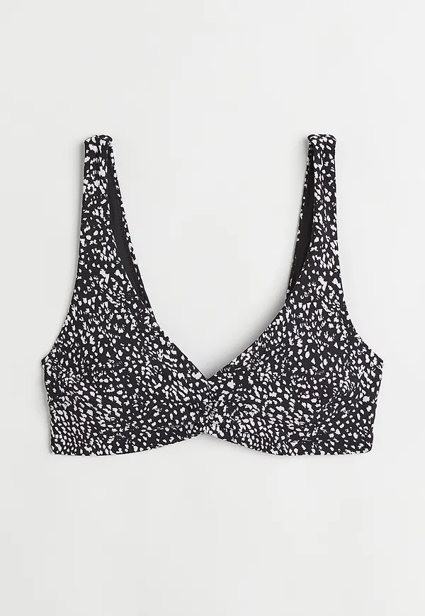 H&M Vadderad Bikinitopp Med Knytband Svart/mönstrad, Bikinitoppar i storlek 32