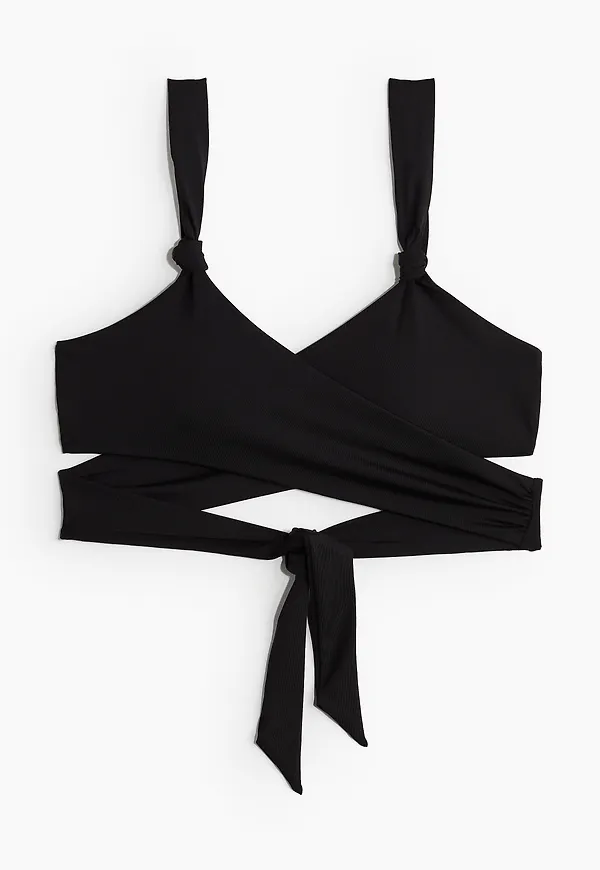 H&M Vadderad Bikinitopp Med Omlott Svart, Bikinitoppar i storlek 38