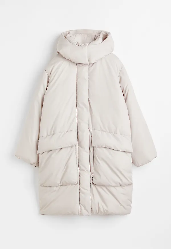 H&M Vadderad Kappa Med Huva Ljusbeige, Jackor i storlek S