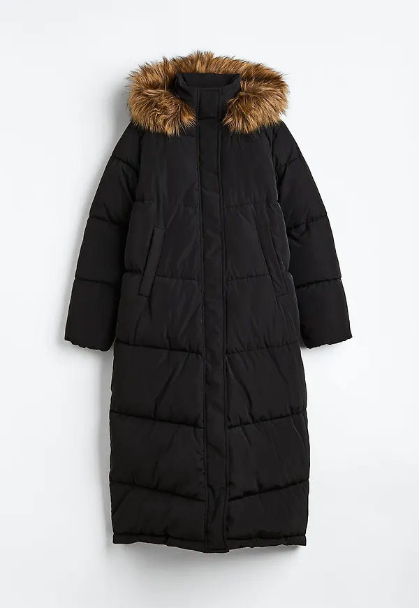 H&M Vadderad Kappa Med Huva Svart, Jackor i storlek XS
