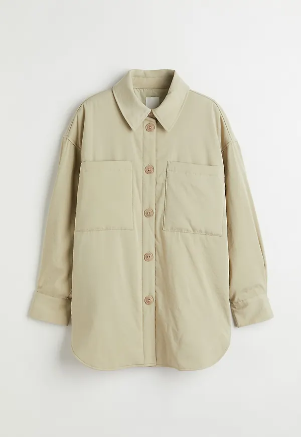H&M Vadderad Skjortjacka Ljus Grönbeige, Jackor i storlek S