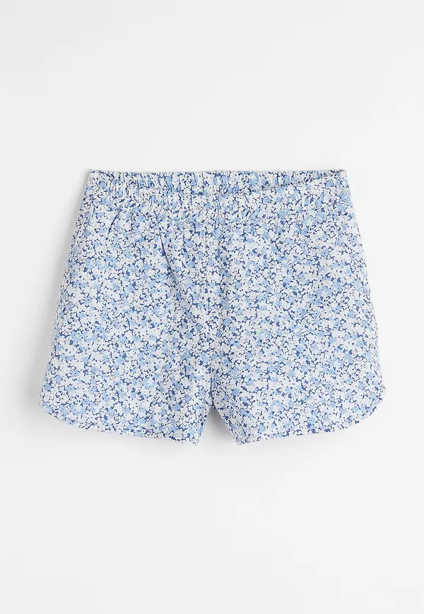 H&M Vadderade Shorts I Bomull Vit/blommig i storlek S