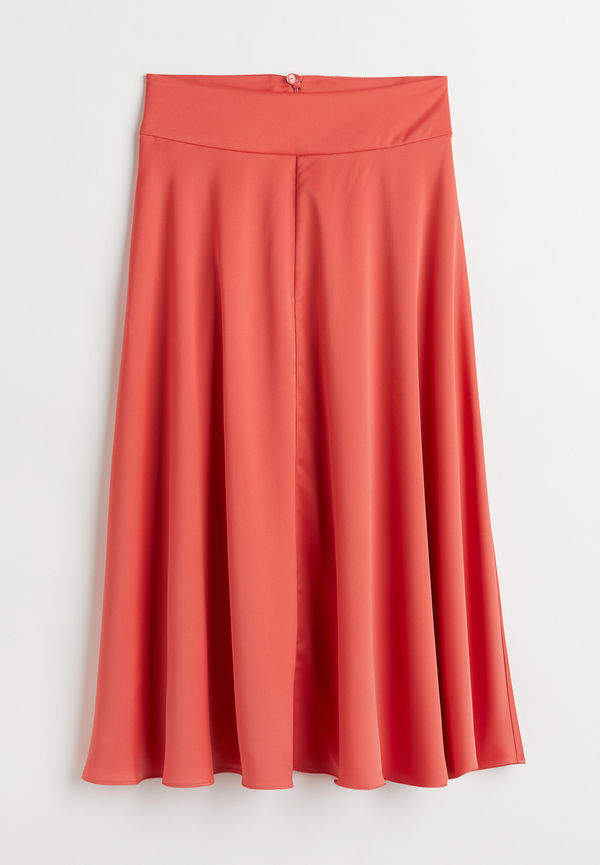 H&M Vadlång Satinkjol Eldorange, Kjolar i storlek 42