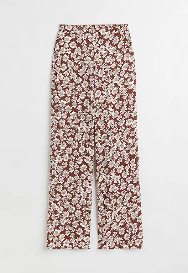 H&M Vid Byxa Brun/blommig, Byxor i storlek XS