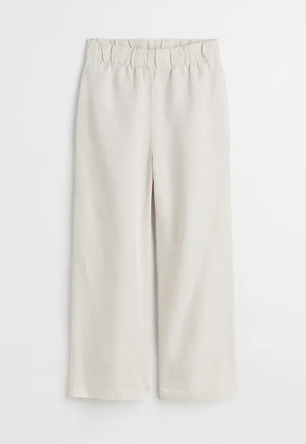 H&M Vid Byxa I Linmix Ljusbeige, Byxor i storlek XXL