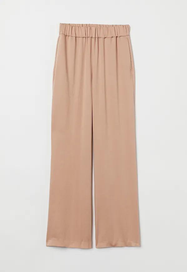 H&M Vid Byxa I Lyocellmix Beige, Byxor i storlek XL