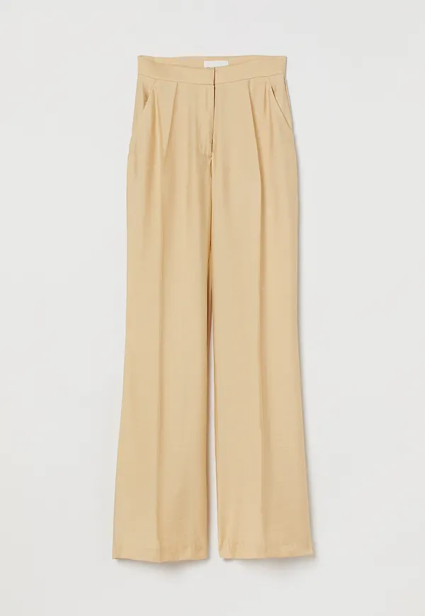 H&M Vid Byxa Med Pressveck Beige, Byxor i storlek 36