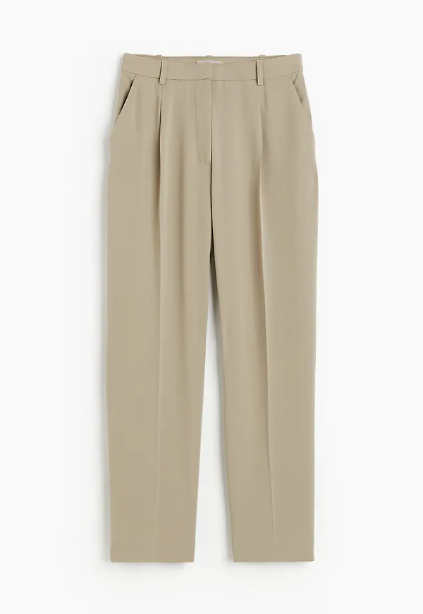 H&M Vid Byxa Med Pressveck Beige, Kostymbyxor i storlek 42