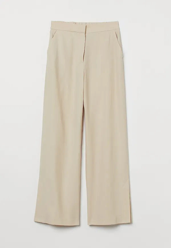 H&M Vid Byxa Med Slits Ljusbeige, Byxor i storlek 46