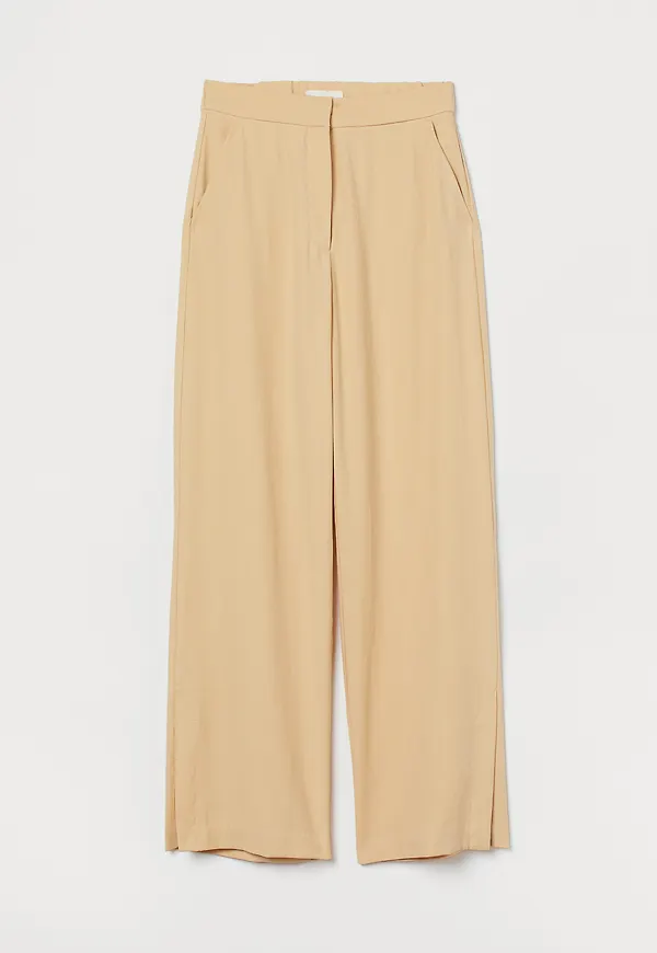 H&M Vid Byxa Med Slits Ljusgul, Byxor i storlek 48