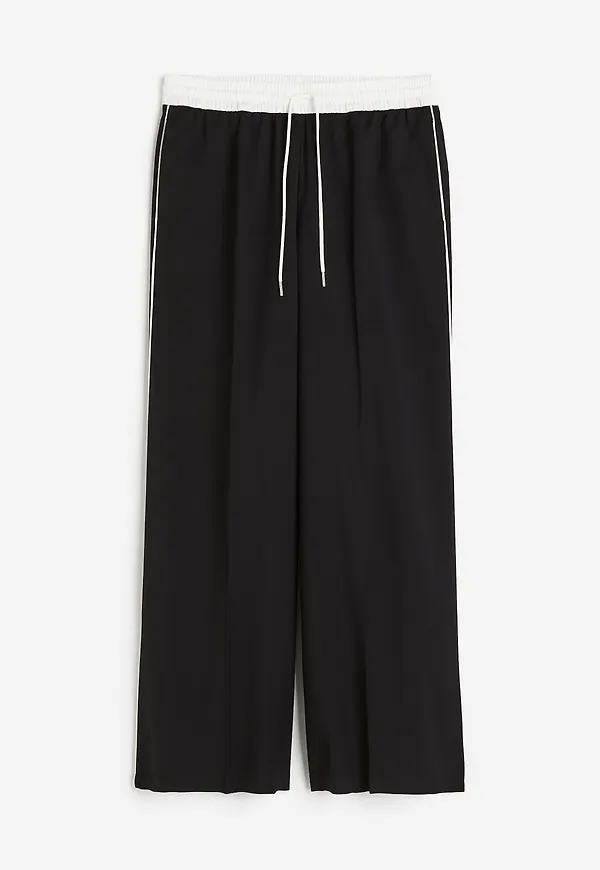 H&M Vid Dra-på-byxa Svart/vit, Byxor i storlek M