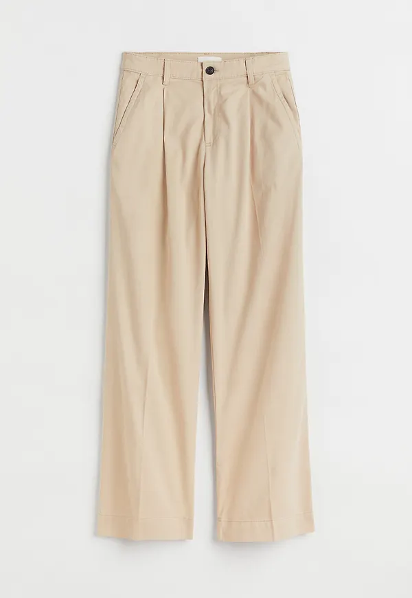 H&M Vid Twillbyxa Beige, Byxor i storlek 34