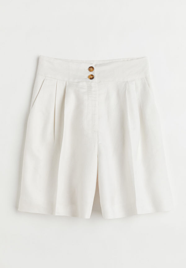 H&M Vida Shorts I Linmix Vit i storlek 48