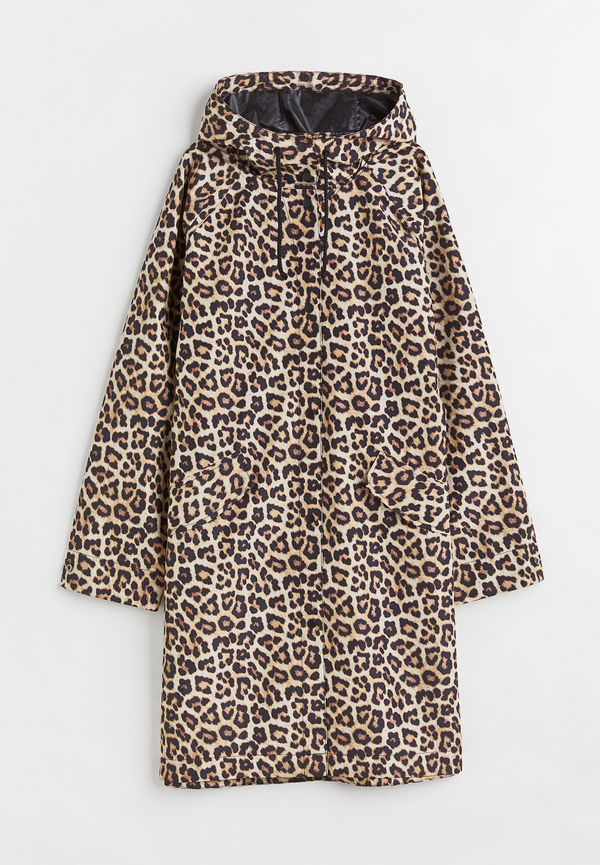 H&M Vindtät Regnkappa Beige/leopardmönstrad, Kappor i storlek S och färg Svartvit