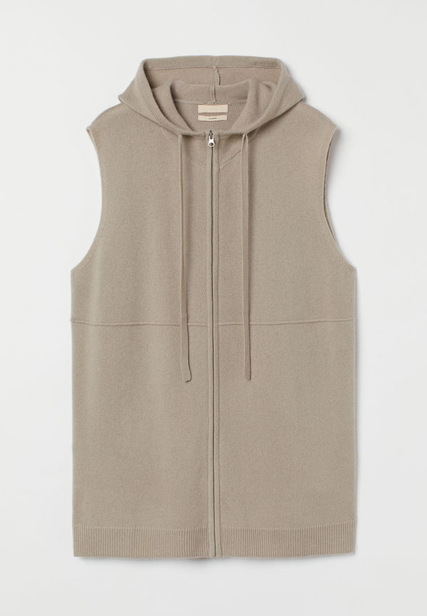 H&M Väst I Kashmir Gråbeige, Tröja i storlek S och färg Vit