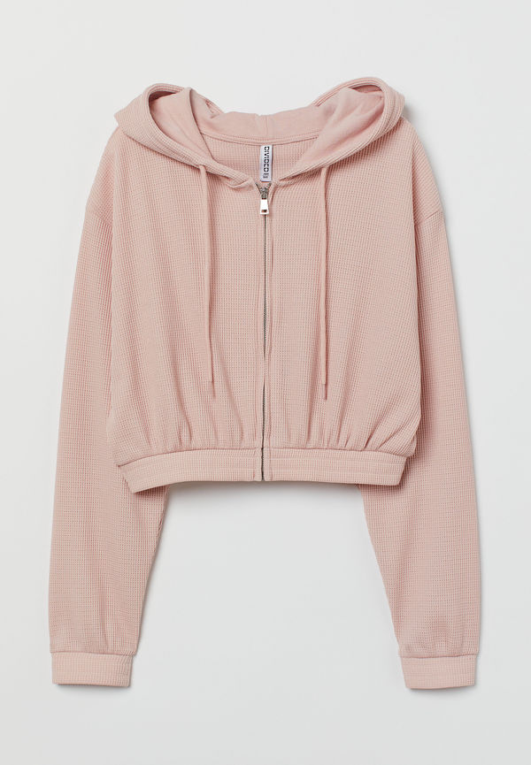 H&M Våfflad Munkjacka Ljusrosa, Hoodies i storlek S