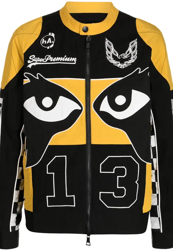 Haculla bikerjacka med grafiskt tryck - Orange