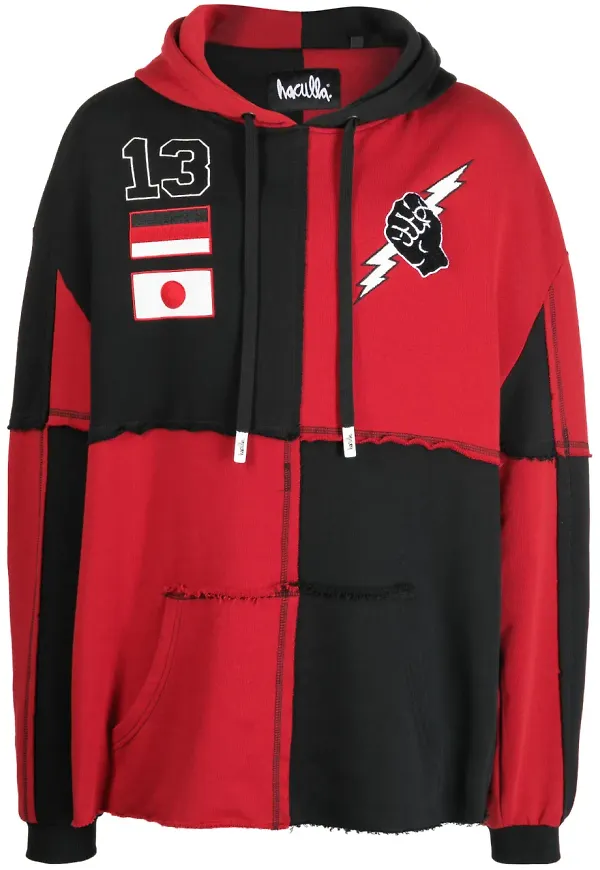 Haculla hoodie med panel - Röd