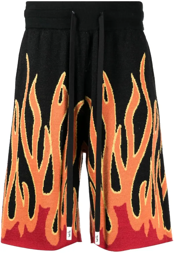Haculla intarsiastickade shorts - Svart
