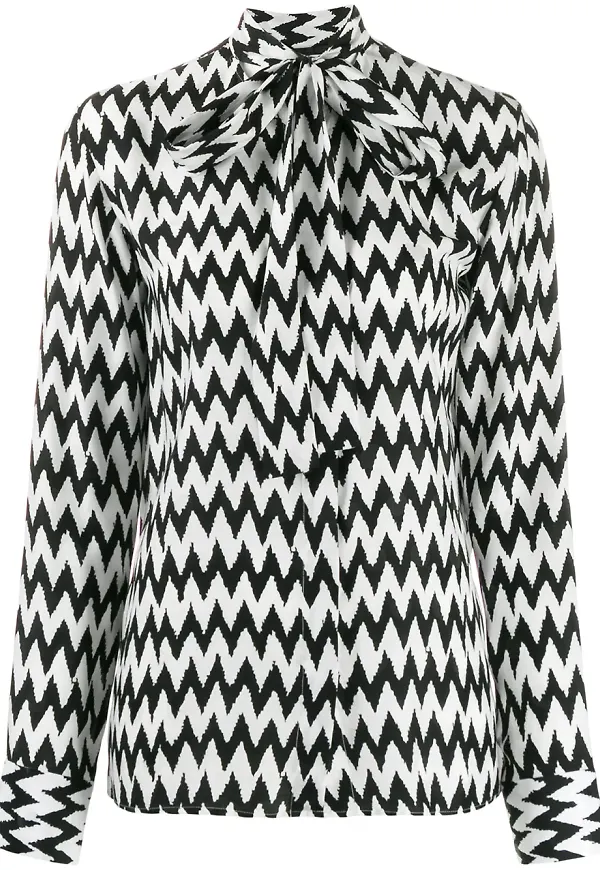 Haider Ackermann mönstrad blus med knytkrage - Svart