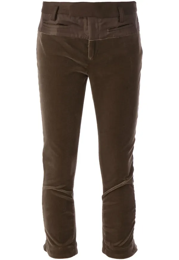 Haider Ackermann velour effect cropped trousers - Brun