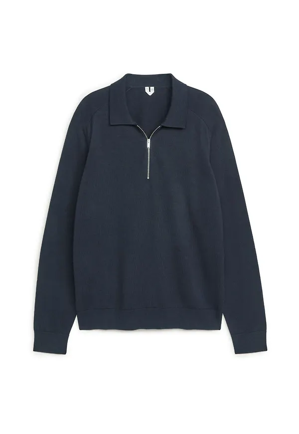 Half-Zip Knitted Jumper - Blue