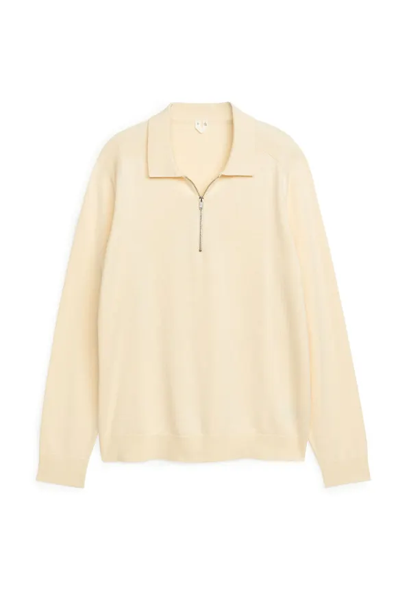 Half-Zip Knitted Jumper - White