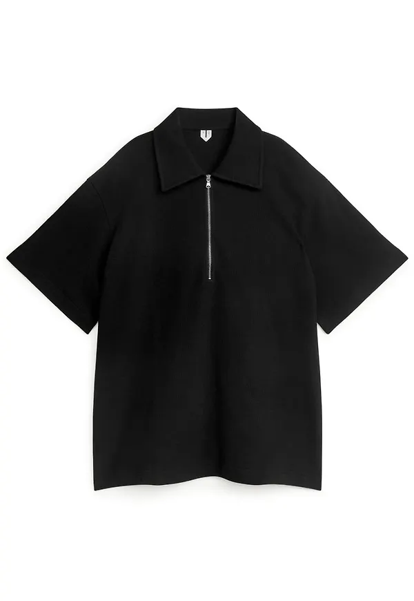 Half-Zip Polo Shirt - Black