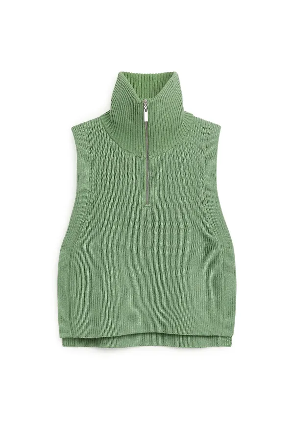 Half-Zip Wool Collar - Green