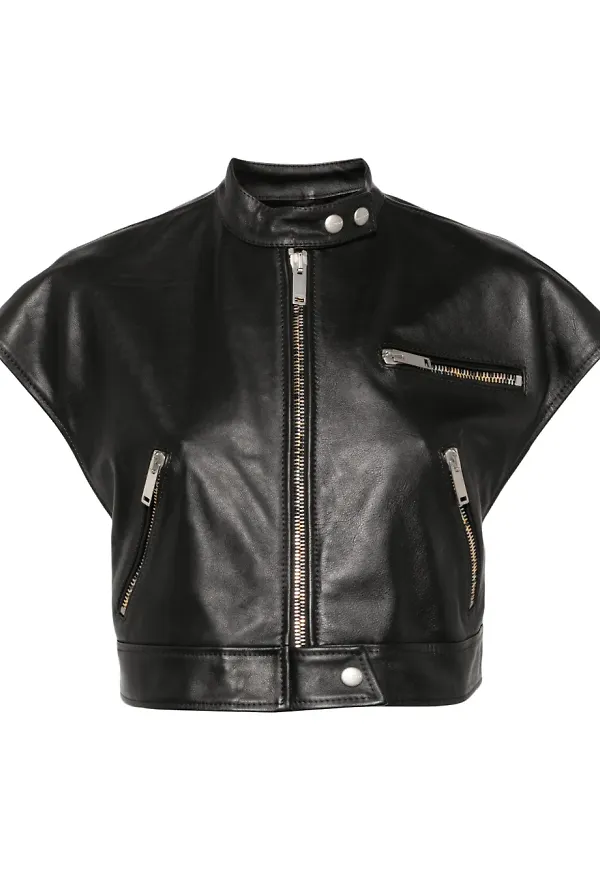 Halfboy kortärmad bikerjacka - Svart