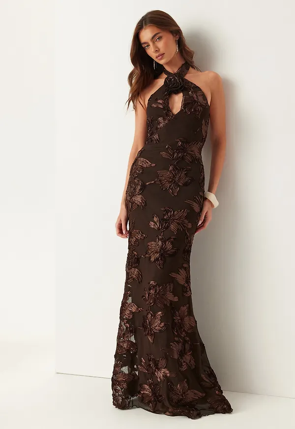 Halterneck Embroidered Gown