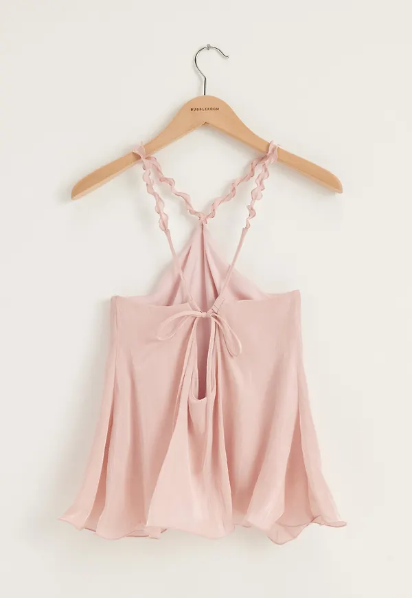 Halterneck Shimmer Flounce Top