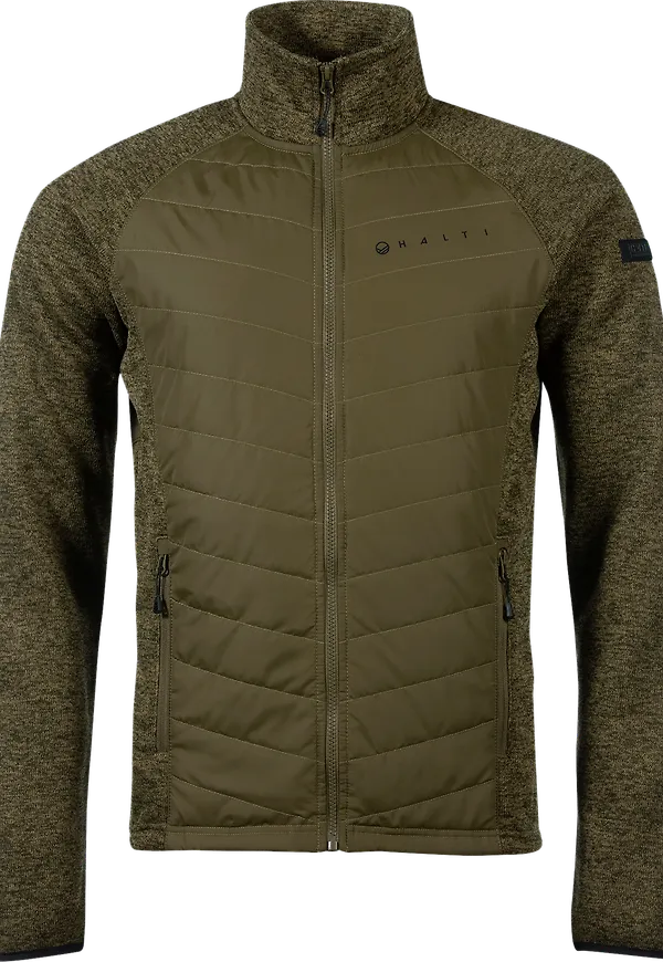 Halti Men's Streams Hybrid Knit Layer Jacket Dark Olive Green Melange