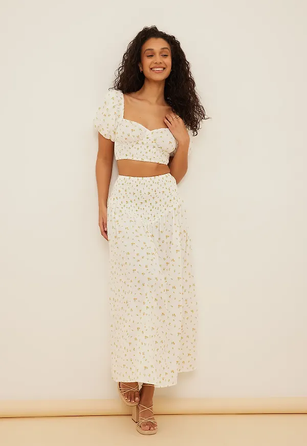 Handpicked x NA-KD Ekologisk midikjol med smock - Flower