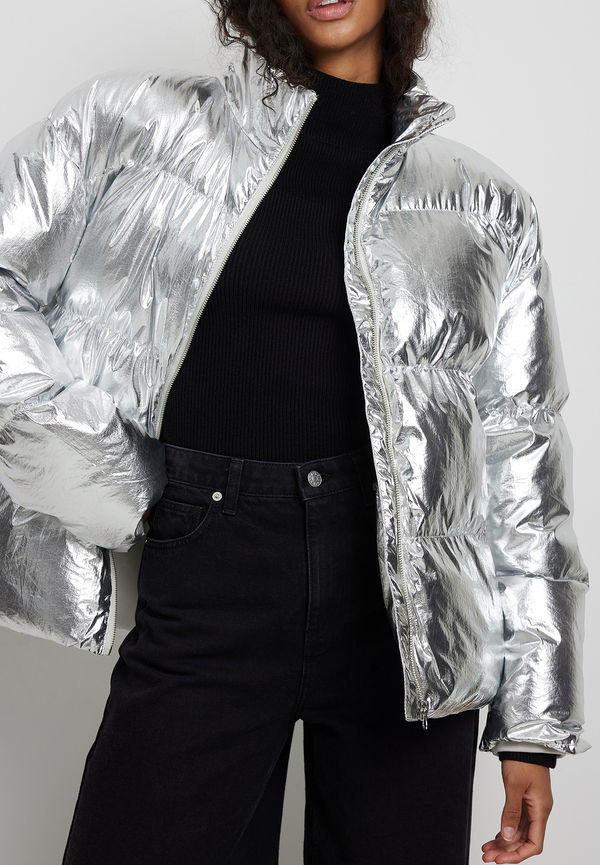Handpicked x NA-KD Silverfärgad pufferjacka - Silver