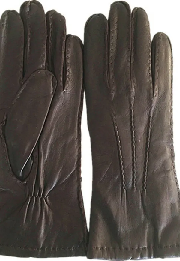 Handskbutiken Klassisk handsydd Skinnhandske Brun, Dam