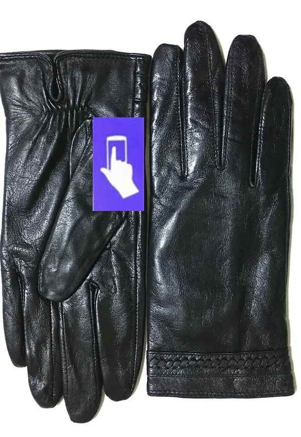 Handskbutiken Skin glove with touch Svart, Dam