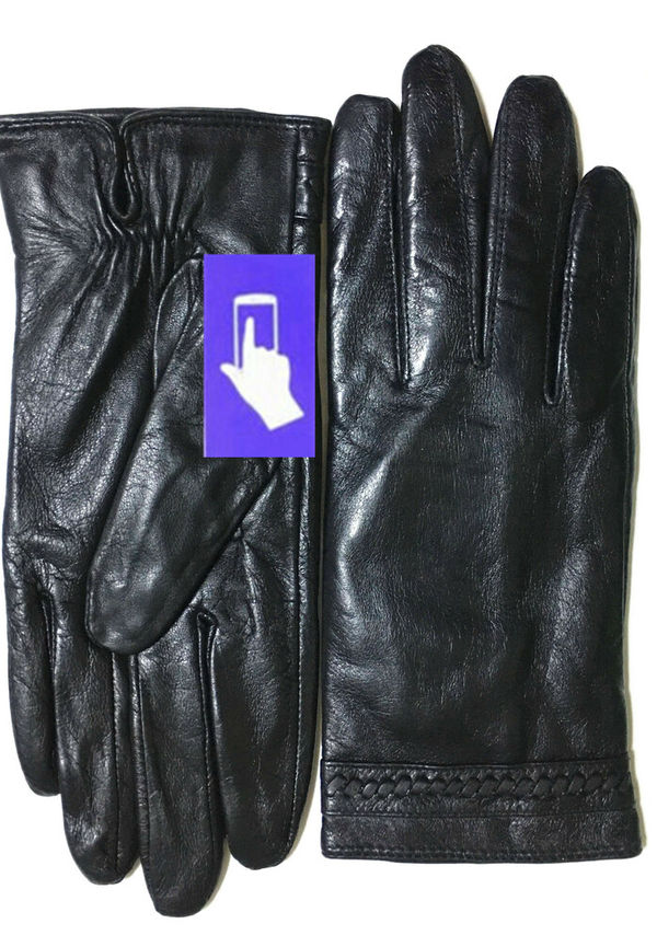 Handskbutiken Skin glove with touch Svart, Dam