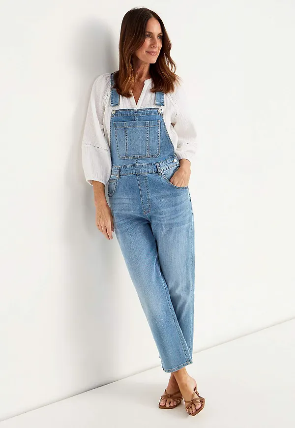 Hängselbyxa i denim Aliana